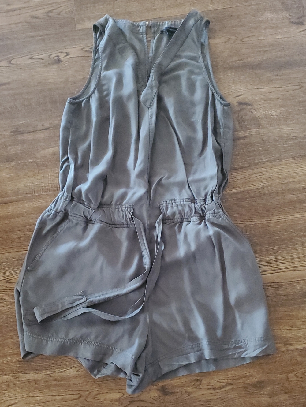 Banana Republic Sleeveless Taupe Romper with Tie Waist